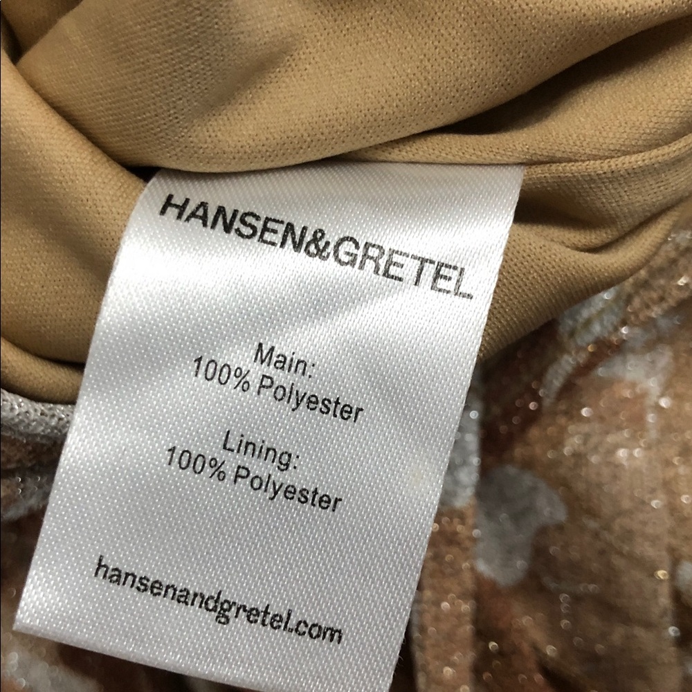 Hansen and Gretel Tova brown floral metallic retro pants. - Picture 8 of 9